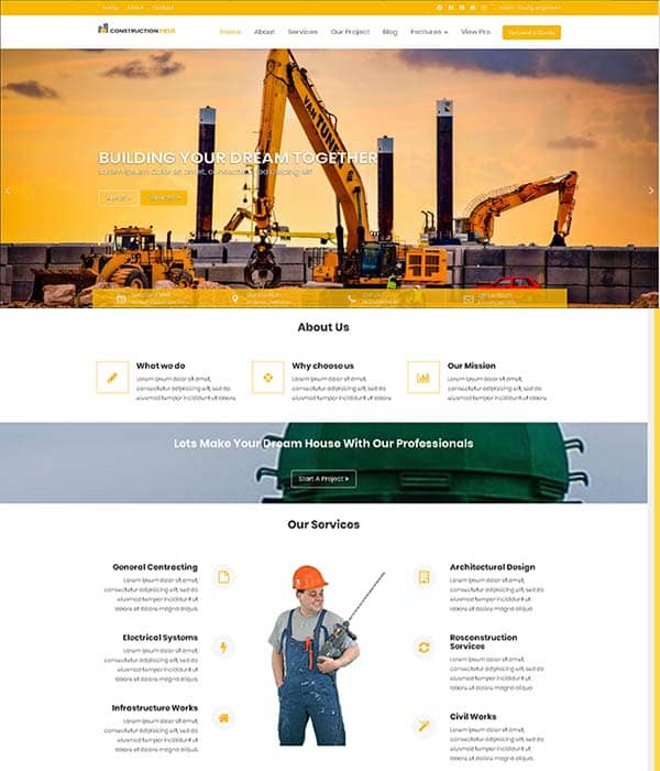 Construction企業産品展示wordpress外貿英文主題